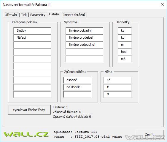 Formulář Faktura III