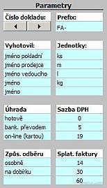 Excel Faktura - parametry