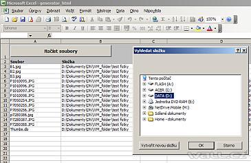 Excel - Načtení souborů pro galerii.
