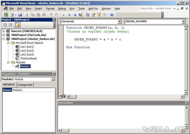Excel - vlastní funkce.