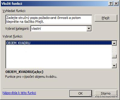 Excel - vlastní funkce
