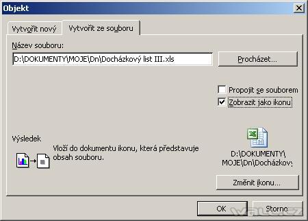 Jak vložit sešit aplikace Excel do Wordu