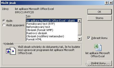 Jak vložit sešit aplikace Excel do Wordu