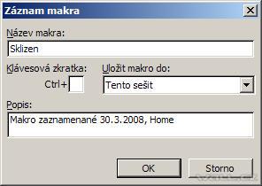 Excel - záznam makra