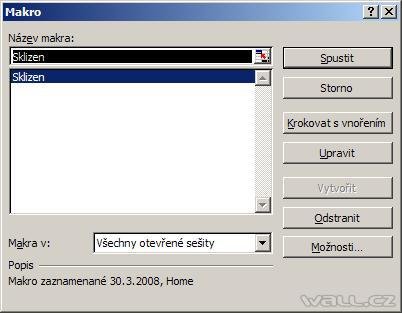 Excel - záznam makra
