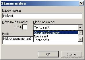 Excel - záznam makra
